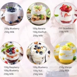 Fuleadture Elektrisk Yoghurtmaskin, LCD Display, Timer & Temperaturinställning, 8 Glas à 1400 ml, 25 W