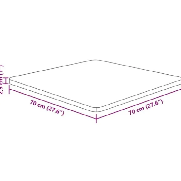 Fyrkantig bordsskiva i massivt ekträ - Hållbar & lättskött | Färg: Ljusbrun | Storlek: 70x70x2,5 cm