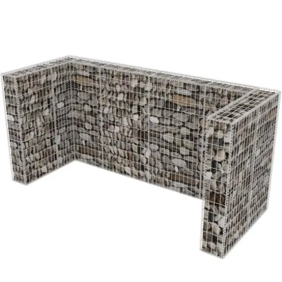 Gabionkorg med skydd för 3 soptunnor stål 250x100x120 cm