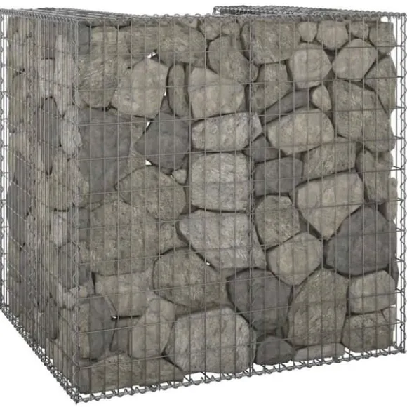 Gabionmur för soptunna - Galvaniserat stål | Storlek: 110x100x110 cm