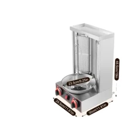 Gas Doner Kebab Maskin, Vertikal Grill, Dubbel Brännare,Silver