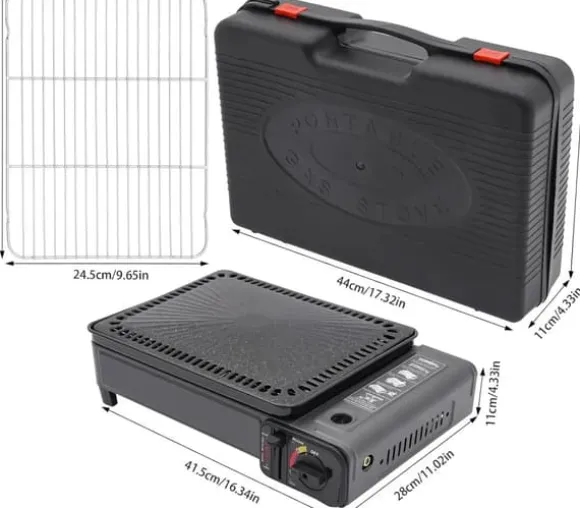 Gasgrill, Bärbar Design, Justerbara Värmeinställningar,svart