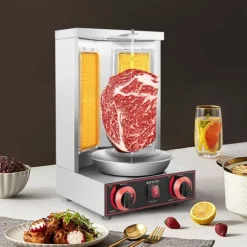 Gas Shawarma-maskin, 572 °F max temperatur, 3KW effekt, rektangulär form, naturgas typ, 26,45 lbs vikt
