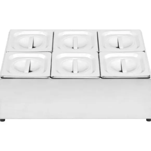 Gastronorm Beholder - vidaXL - GN 1/6 - Rostfritt Stål - 6 Kistor - Lock Ingår
