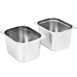 Gastronormkantiner 2 st GN 1/2 - Staplingsbar rostfritt stål | Färg: Silver | Storlek: 200 mm