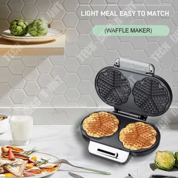 Gauffrier - TD® - 1200W - Dubbel platta - Non-stick beläggning - Termiskt isolerat handtag