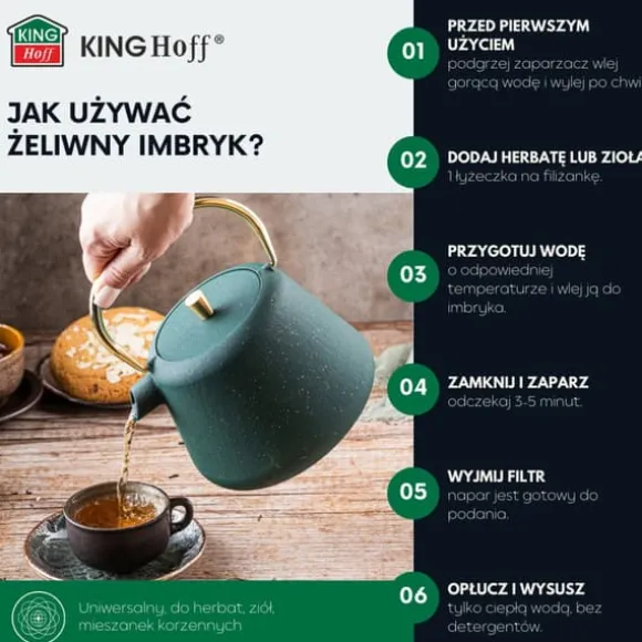 Gjutjärnstekanna, kaffebryggare, 1,0L, KINGHOFF KH-1933