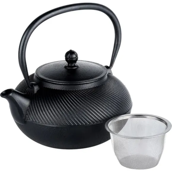 Gjutjärn vattenkokare tekanna tekanna infuser med sil för örtte 1L