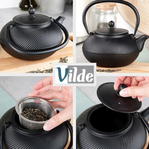 Gjutjärn vattenkokare tekanna tekanna infuser med sil för örtte 1L