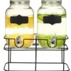 Glasbehållare med stativ 2-pack - Vintage dryckesdispenser | Volym: 2 x 4 L | Färg: Transparent