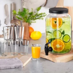 Glasburk med kran 3,2 l + 12 glas 200 ml