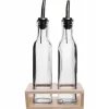 Glasflaskor - ORION - 300 ml - Praktisk dispenser - Trähållare - Transparent