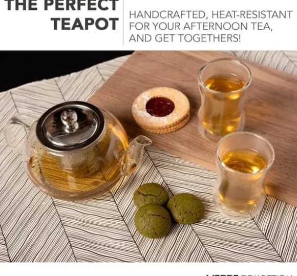 Glaskanna för spishäll för teälskare - 1000 ml med teinfuser för att se te och blommor blomma