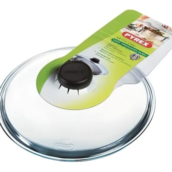 Glaslock - PYREX - CLASSIC - 20 cm - Transparent - Svart bakelitknapp