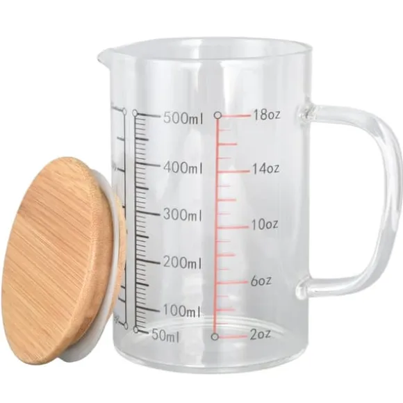 Glasmätkopp V-format munstycke Klarskala Komfortabelt grepp Borosilikatglas kaffekoppar 500 ml