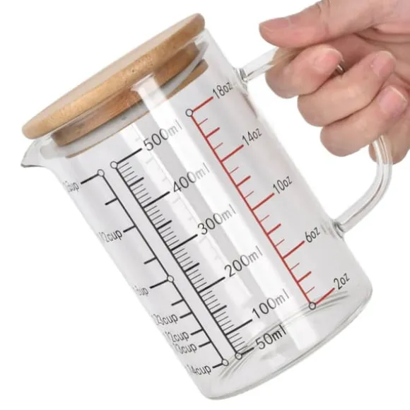 Glasmätkopp V-format munstycke Klarskala Komfortabelt grepp Borosilikatglas kaffekoppar 500 ml