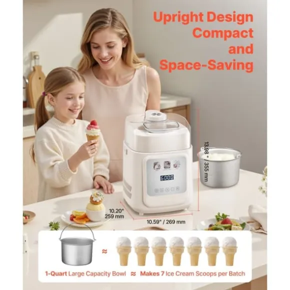Glassmaskin 1 liter, Automatisk med Inbyggd Kompressor, Ingen Förfrusning Krävs