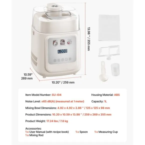 Glassmaskin 1 liter, Automatisk med Inbyggd Kompressor, Ingen Förfrusning Krävs