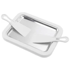 Glassrulle Gör-det-själv-hantverk Ej inkoppling krävs Stor storlek rostfritt stål rullad glassmaskin med plastspade Vit