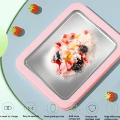 Glassrullemaskin med 2 spatlar, panna, glassrullemaskinset, mini frysbara rullformar för barn för att enkelt göra glassrullar för hemlagad rullad grä | CDON