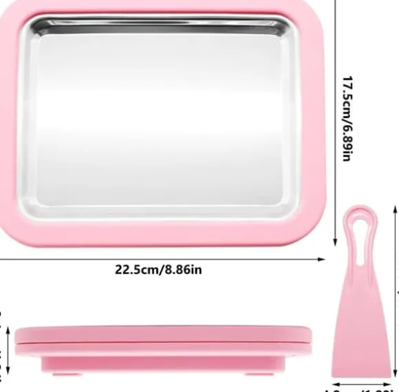 Glassrullemaskin med 2 spatlar, panna, glassrullemaskinset, mini frysbara rullformar för barn för att enkelt göra glassrullar för hemlagad rullad grä | CDON