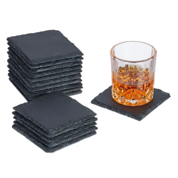 Glasunderlägg set, 10x10x1 cm, Antracit