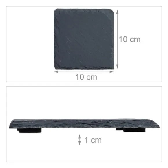 Glasunderlägg set, 10x10x1 cm, Antracit