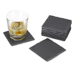 Glasunderlägg set, 0,2x10x10 cm, Grå