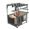 Glidande Skåp Korgställ, Kolfiberstål, 37,4*28,2*44 cm, 2-Lagers Design, Högtemperatur Finish, Halkfri Fotplatta