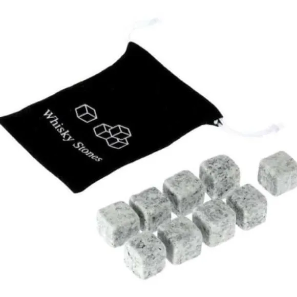 GL11459-Set med 9 bitar av granit whiskysten. Glaciärblockkuber. naturlig bulk kylare för köksredskap