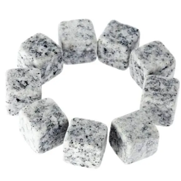 GL11459-Set med 9 bitar av granit whiskysten. Glaciärblockkuber. naturlig bulk kylare för köksredskap