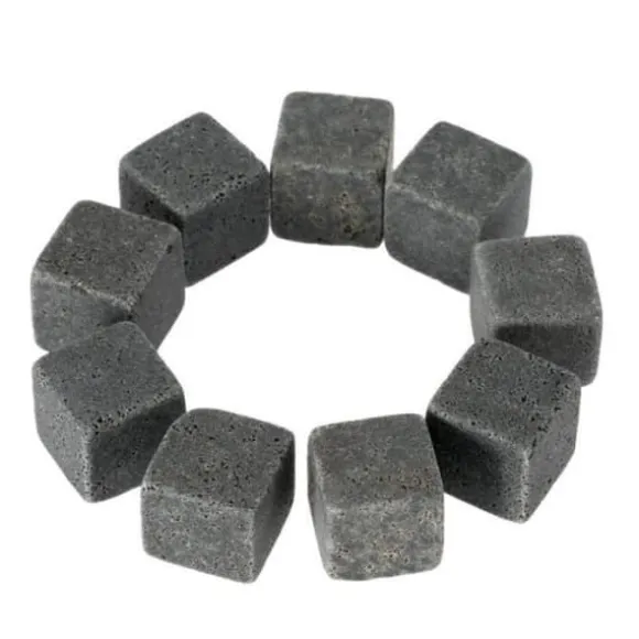 GL11459-Set med 9 bitar av granit whiskysten. Glaciärblockkuber. naturlig bulk kylare för köksredskap
