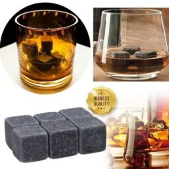 GL00506-Återanvändbara kylande whiskystenar. 6 stycken. isstenar. naturstenar. Bar. vin. bröllopspresent