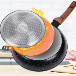 Granit stekpanna set 20 / 24 / 28 cm + Grillpanna 28x28 cm BLACK&WOOD 4 st.