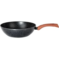 Granitwok djup stekpanna för wokning och stuvning asiatiska rätter 28 cm