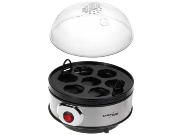 GreenBlue automatisk äggkokare, 400W effekt, upp till 7 ägg, måttkopp, 220-240V~, 50 Hz, GB572