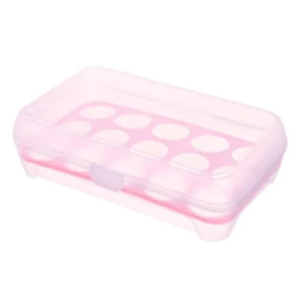 15 Grid Plast Ägg Förvaringslåda - Rosa