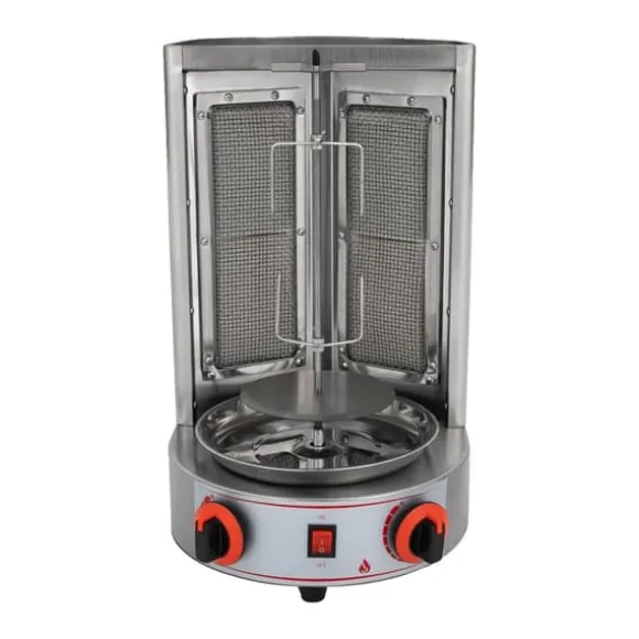 Grill, Elektrisk och Gas, 360° Rotera,Silver