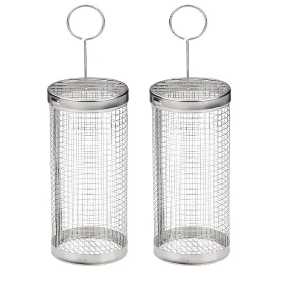 Grillkorgar 2-pack i rostfritt stål – cylinderformade