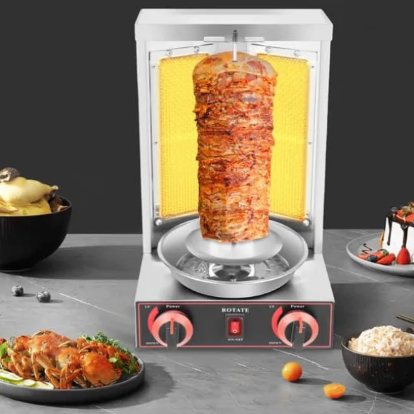 Grillmaskin, 3000W effekt, 360° roterbar, 12 kg kapacitet, rostfritt stål, infraröd uppvärmning