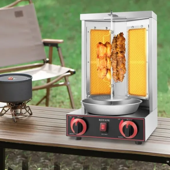 Grillmaskin, 3000W effekt, 360° roterbar, 12 kg kapacitet, rostfritt stål, infraröd uppvärmning