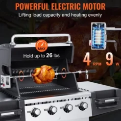 Grill Rotisserie Kit, 81,3x99,1 cm, Rostfritt stål, Elektrisk motor