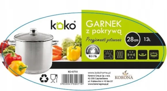 Gryta i rostfritt stål HIGH Stock Pot stor 13,0L 28cm GASINDUKTION FAST OK