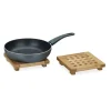 Grytunderlägg set, 4x20x20 cm, Natur, Bambumaterial