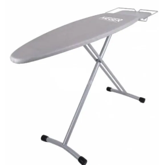 Haeger homestrong pro grå strykbräda - metallnätram 124*40cm - justerbar höjd 94cm - metalliserat överdrag med