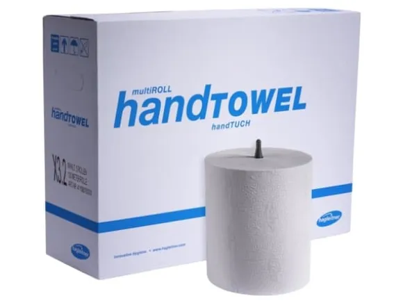 Handduksrulle, Hagleitner, 3-lagers, Mini, 120m x 21cm, Ø17,9cm, vit, nyfiber