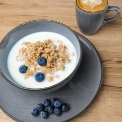 Högkvalitativ grå servis i 12 delar för frukost, lunch och middag - middagsservis frukostservis