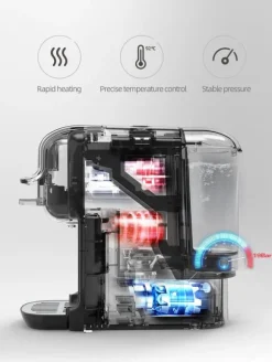 HiBREW 5-i-1 Multi-Capsule kaffemaskin, varm/kall, DG Cappuccino, NES, Liten kapsel, ESE Capsule, Malt kaffe, Flaska, 20 Bar, H2B White