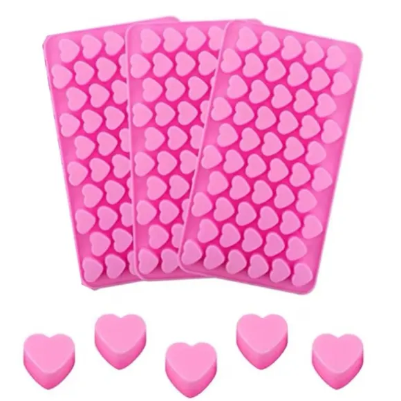 Hjärtformad Silikonform för Is, Choklad & Gelé - 3-pack