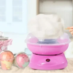 HOMCOM Sockervaddsmaskin - Rosa, Edelstahl & Plast, Kompakt & Lätt, 450-550W, Perfekt för hemmabruk